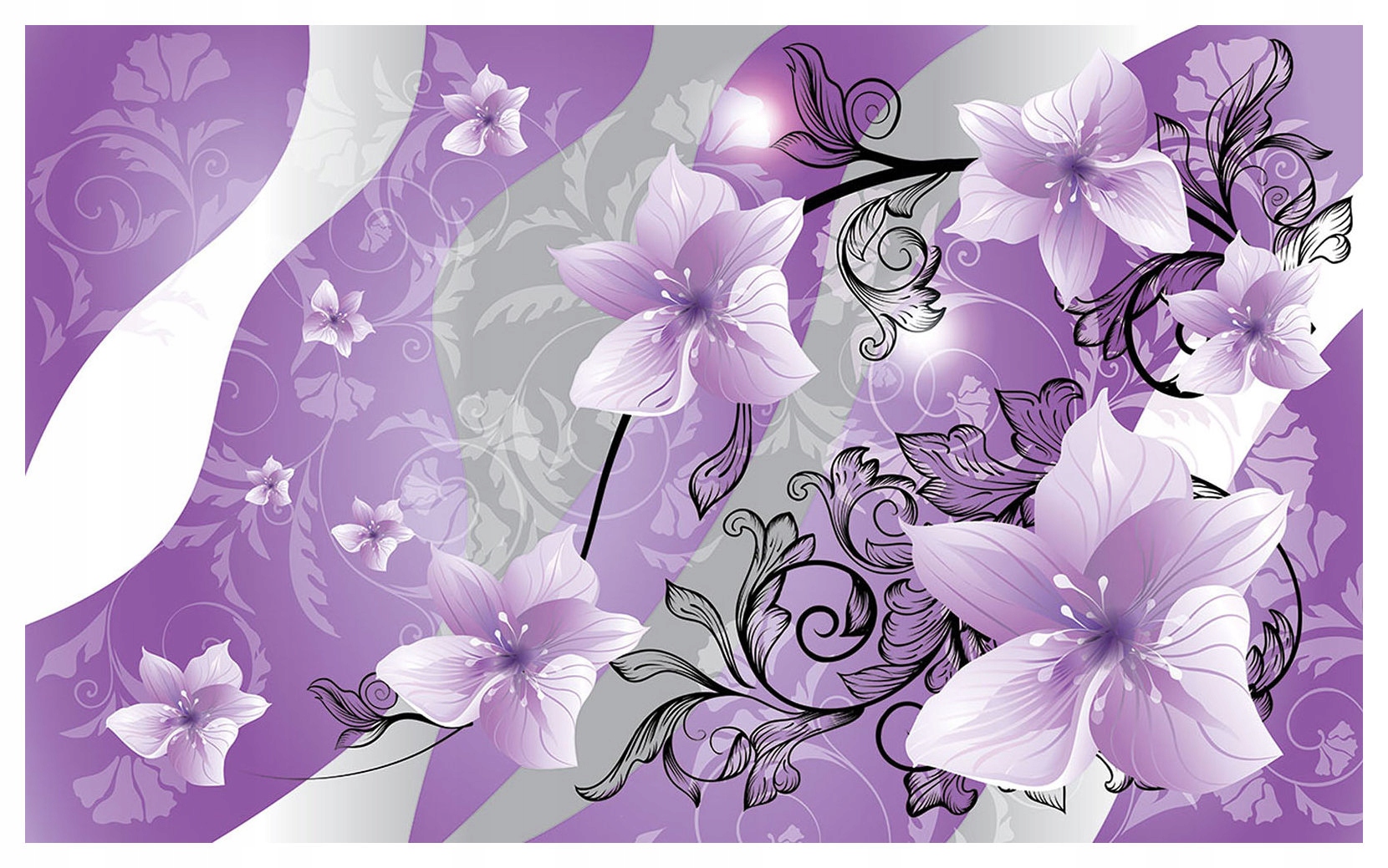 Vliesová fototapeta Kvety Fialovo-šedé víry elegancie 368x254 lepidlo