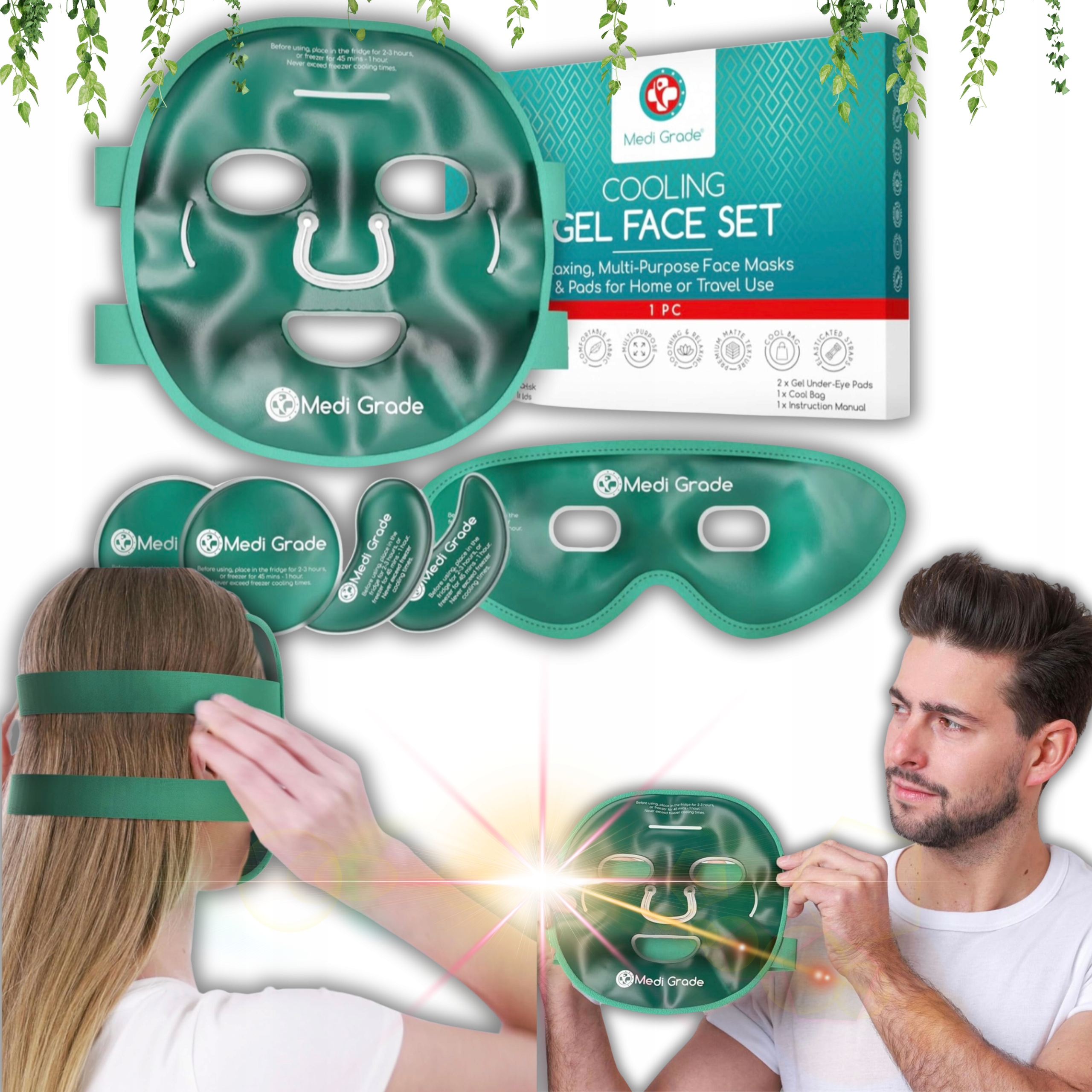 Sada Gelových Chladicích Masek Na Obličej A Oči, Chladicí Masky, 7 Kusů!