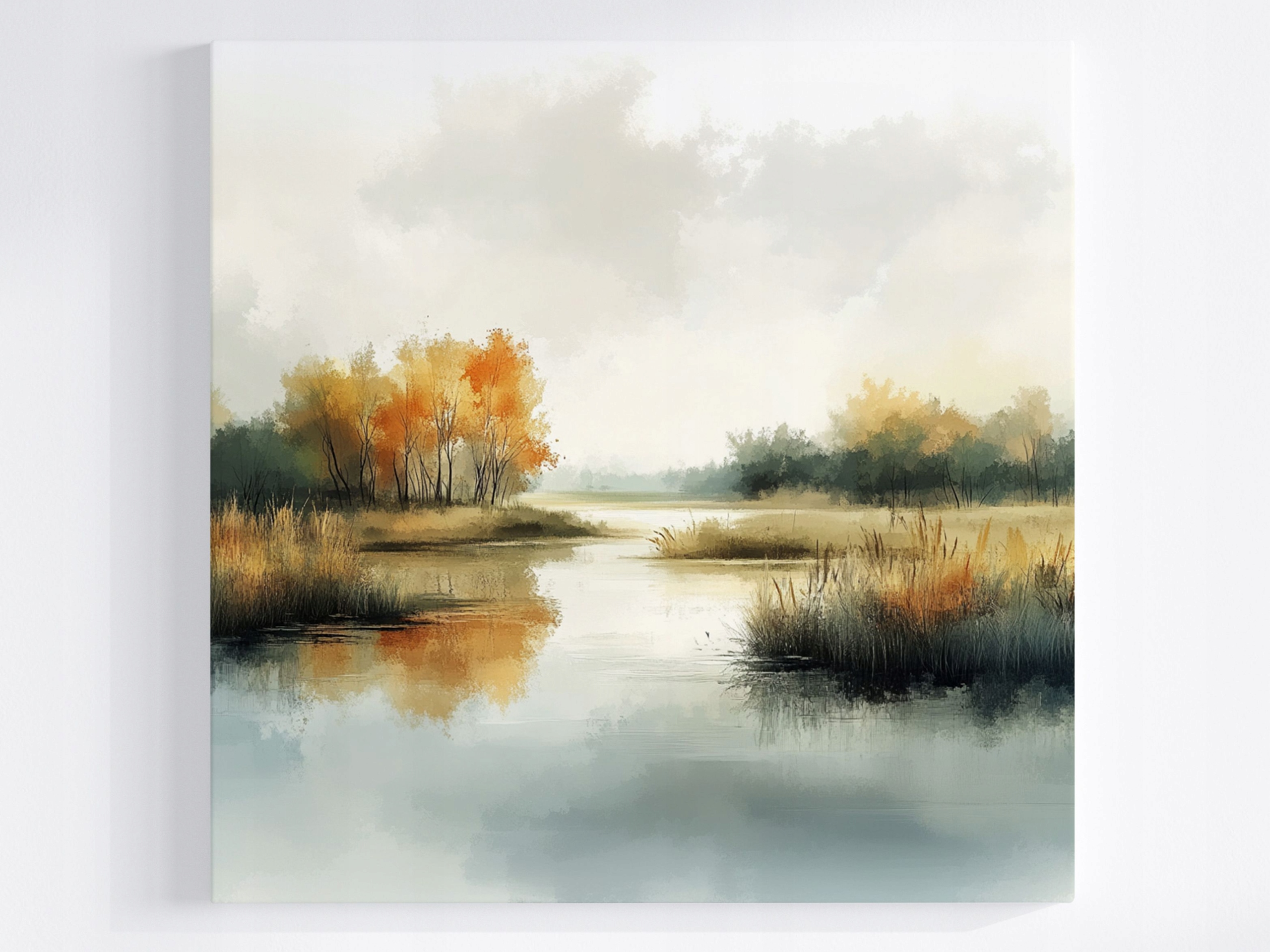 Obraz Na Plátně Canvas Krajina Pohled Na Řeku Stromy Podzim 80x80