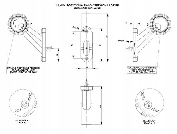 LAMPA OBRYSOWA LD 725/P Numer katalogowy części LD 725/P