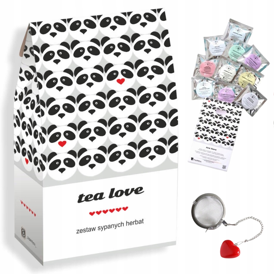 Levně Sada 10 příchutí sypaných čajů spařovací jednotka se srdíčkem Tea Love Cup&You