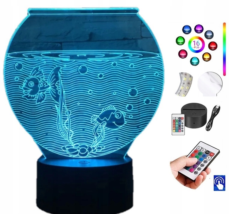 

Lampka Nocna Akwarium Rybki Led Plexido