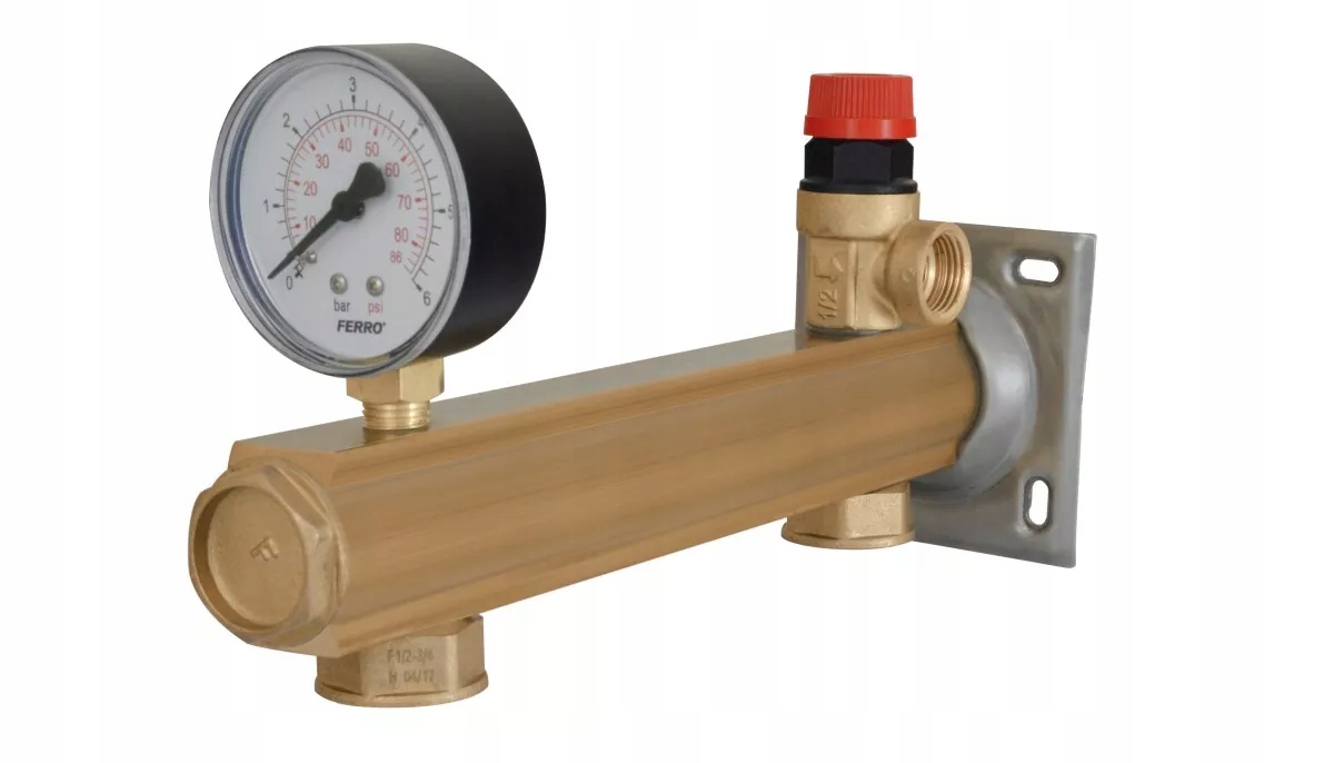 Grupa Bezpieczeństwa Mosięzna Do Cwu Ferro z zaworem bezpieczeństwa 6 bar