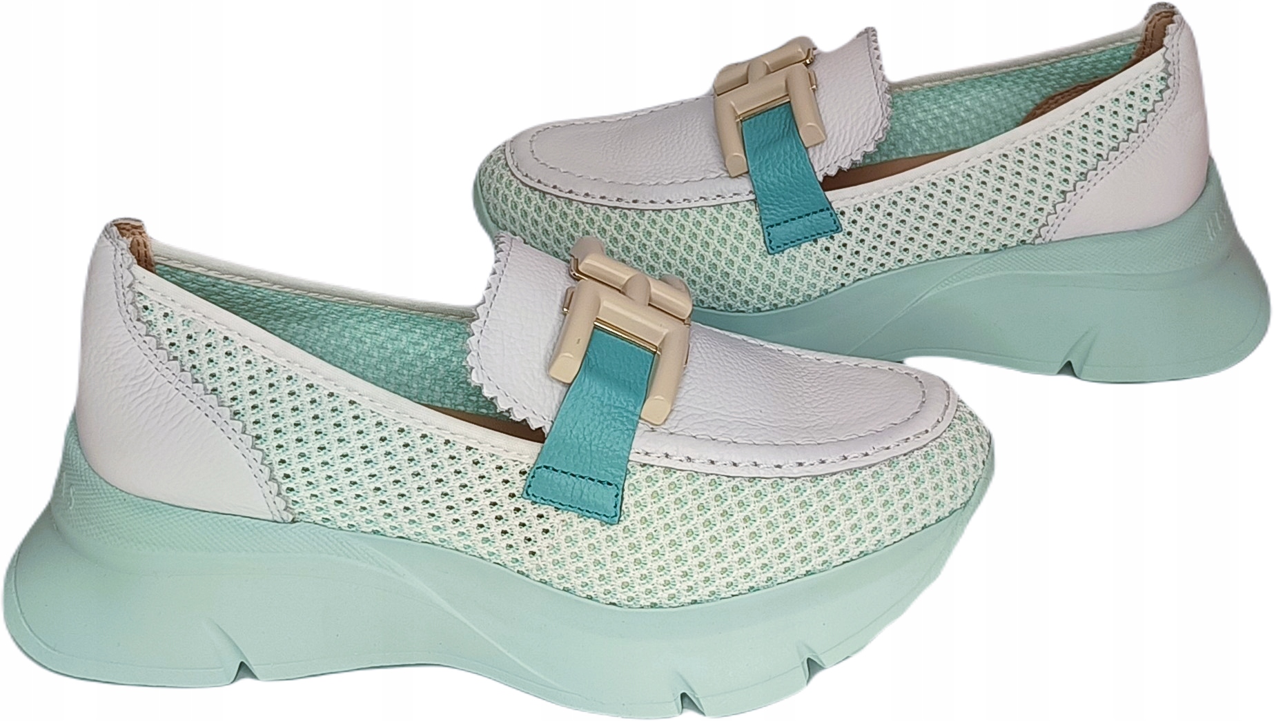 Síťované Mokasíny sportovní polobotky Hispanitas hv243306 bílá tyrkysová r39