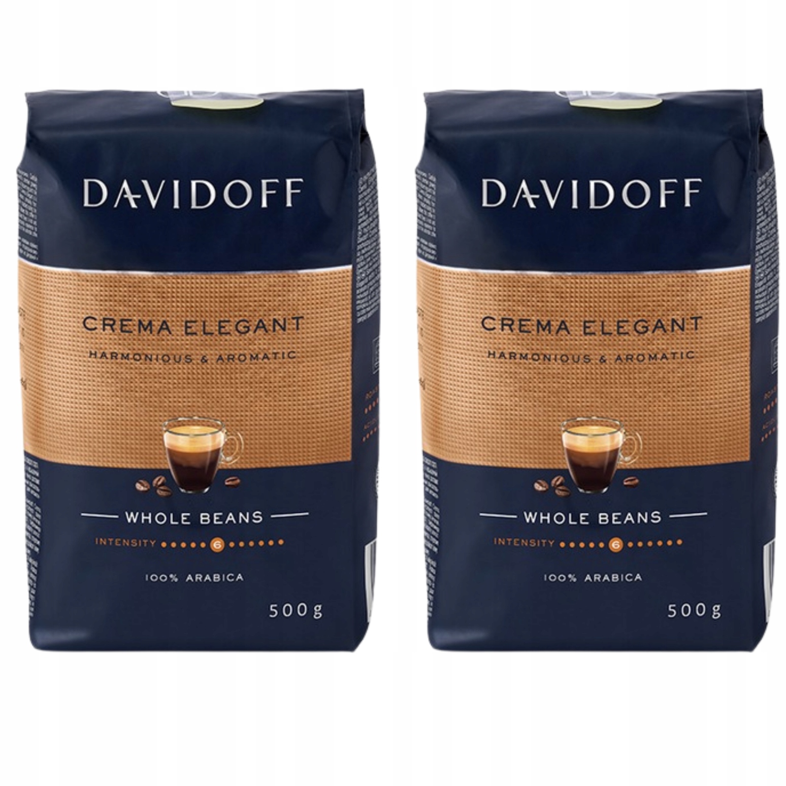 Levně Davidoff Cafe Crema Elegant Káva Zrnková 500 g x2