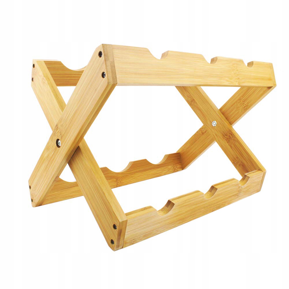 STOJAK NA WINO NA 6 BUTELEK BRĄZ BAMBUS