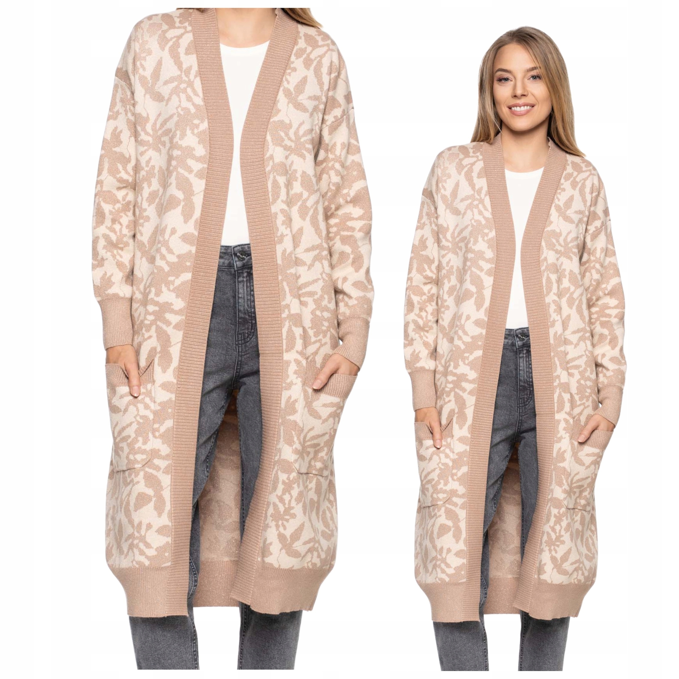 Dámský Kardigan Dlouhý Svetr S Kapsy Teplý Moraj S/m