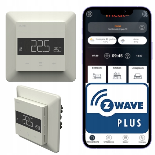 Heatit Z-TRM6 termostat Z-Wave 16A pre podlahové vykurovanie Ral 9010