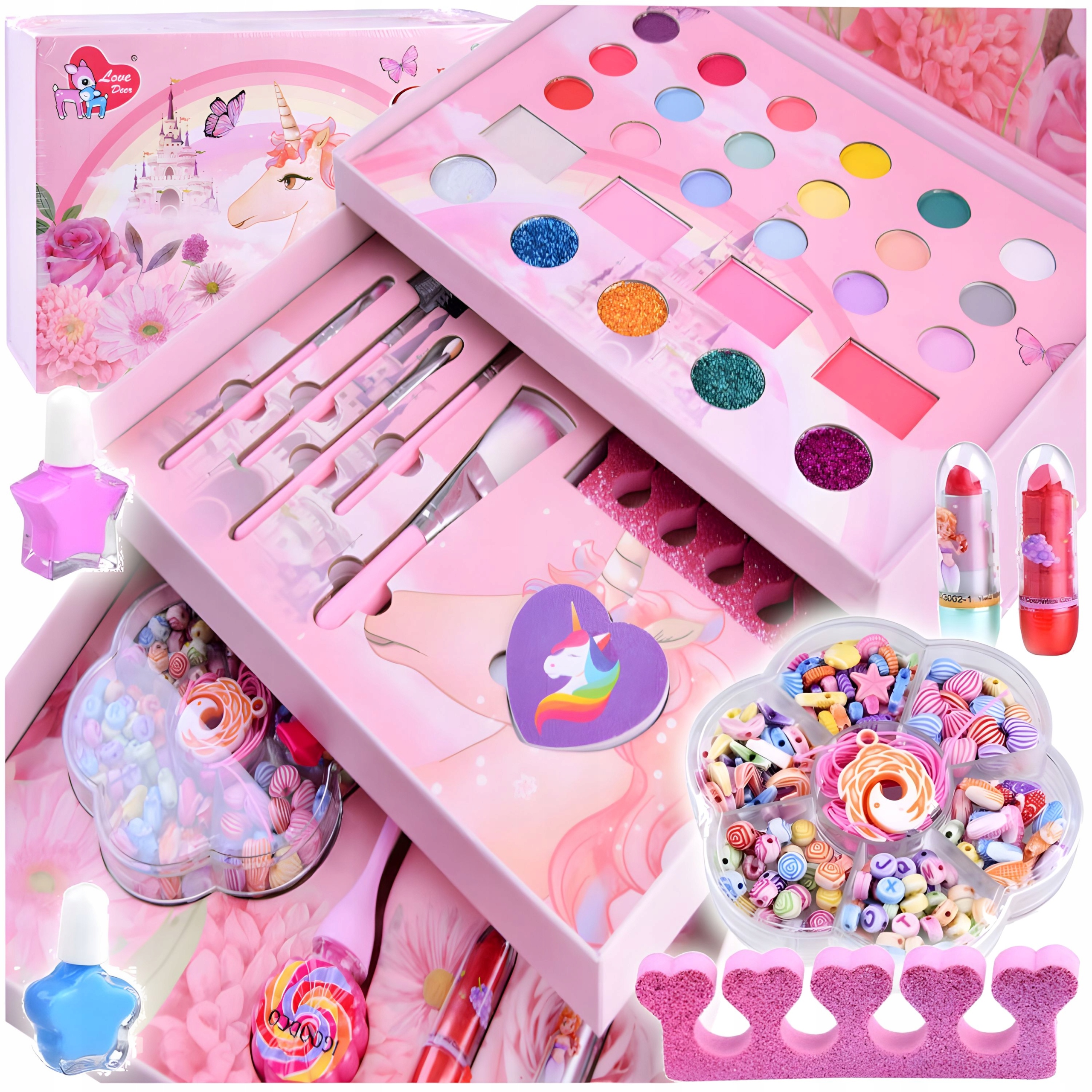 Zestaw do Makijażu Malowania Kosmetyki w Kuferku dla Dzieci Cienie Make Up
