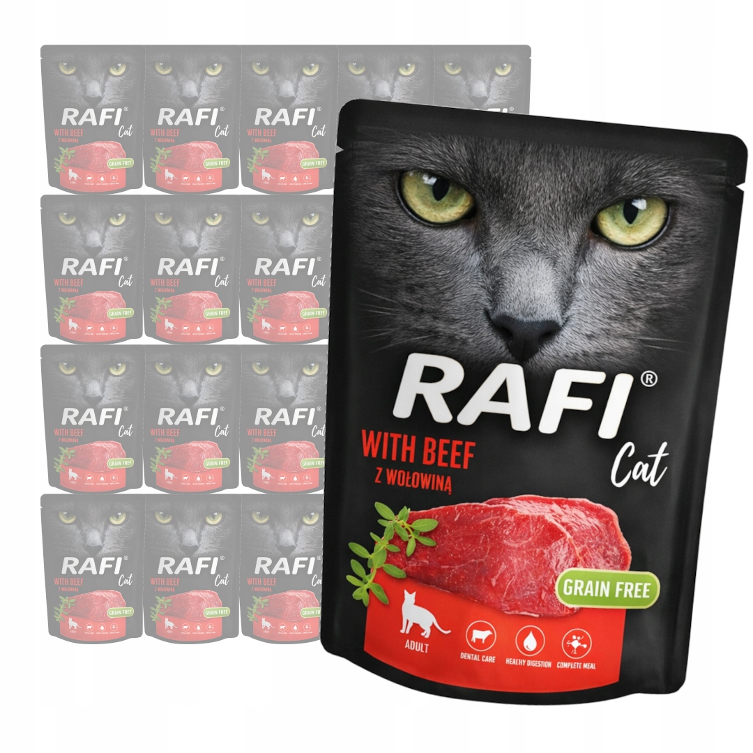 Rafi Cat Adult z Wołowiną 20x300g Bezzbożowa Mokra Karma Dla Kota