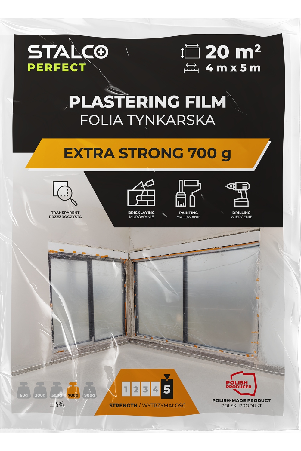 FOLIA TYNKARSKA EXTRA STRONG 4×5M STALCO WYTRZYMAŁA OCHRONA PODCZAS REMONTU