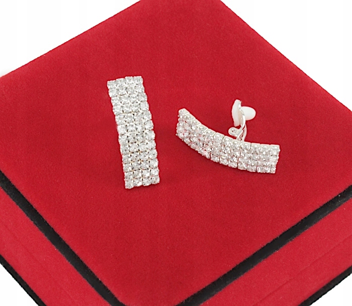 KLIPSY SREBRNE ELEGANCKIE 4 RZĘDOWE SZKLANE CYRKONIE Marka Inna marka