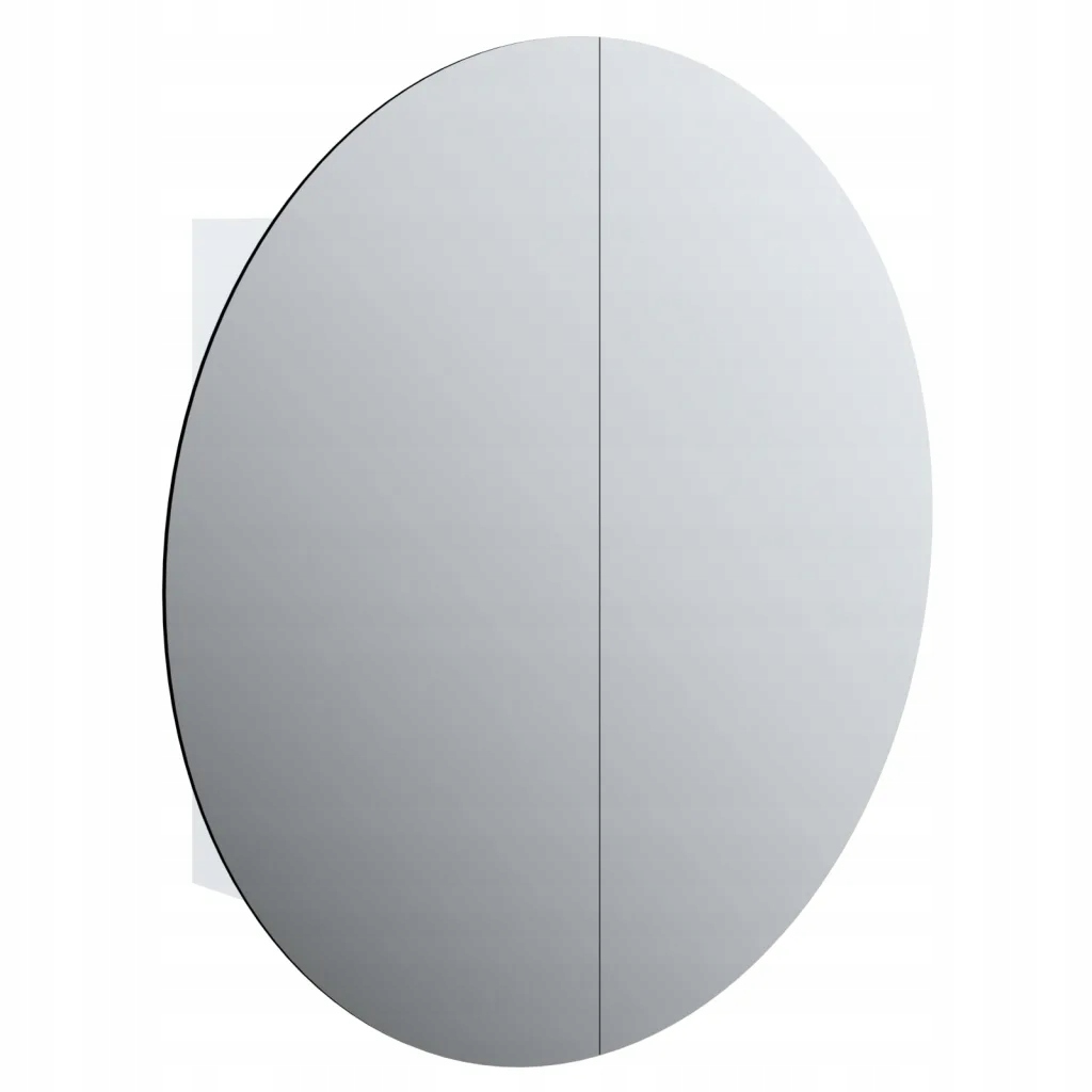 Bílá koupelnová skříňka s kulatým zrcadlem 80 cm a Led osvětlením 54x54x1