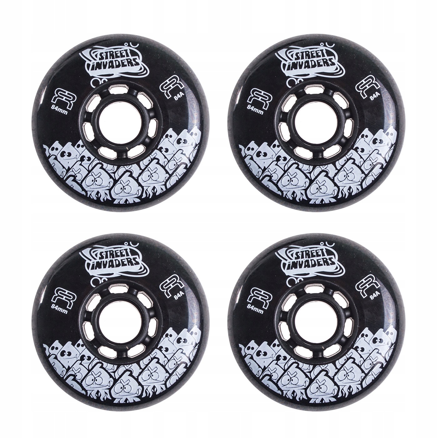 Kolečka pro kolečkové brusle Fr Street Invaders 84 mm/84 a černá 4 kusy