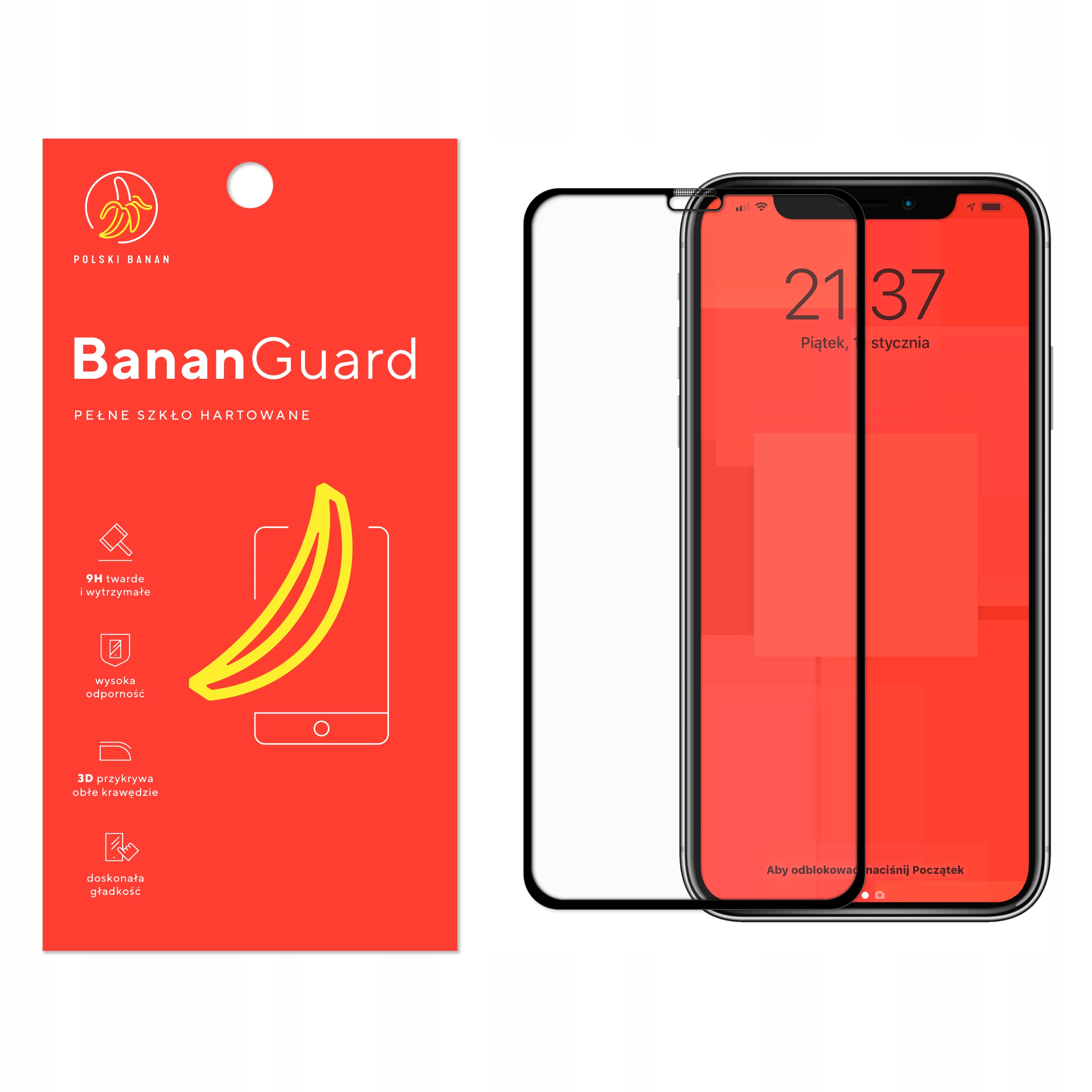 

Szkło Hartowane 3D Polski Banan do iPhone X Xs