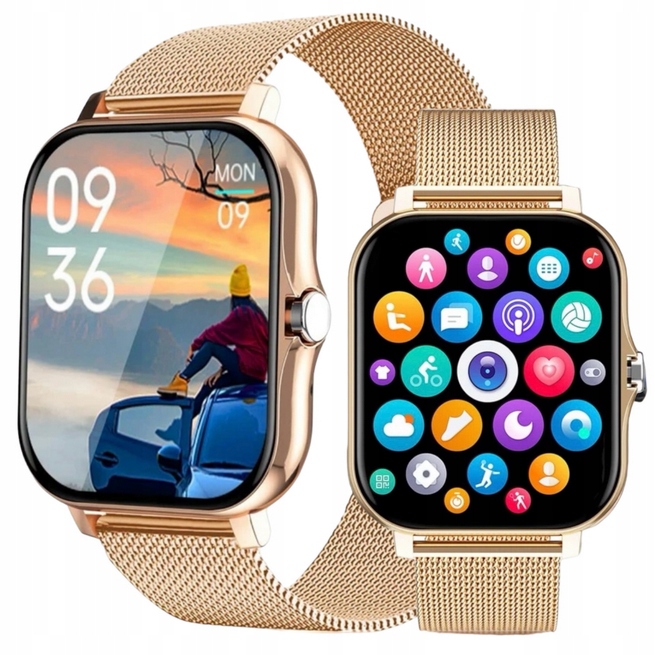 Smartwatch Damski Złoty Zegarek Bluetooth Pl Tętno Kroki Rozmowy