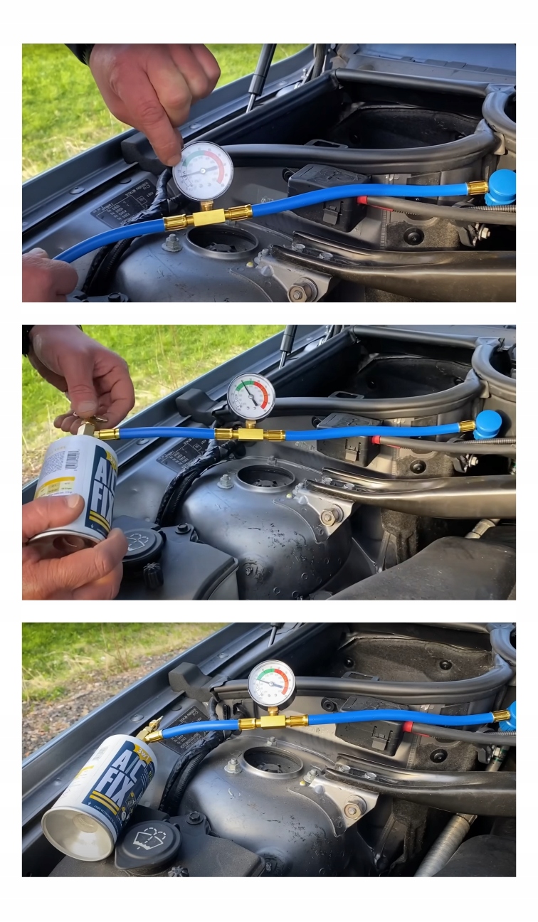 Zestaw 3w1 Olej Uszczelniacz Gaz R134a DUŻA PUSZKA 50% gratis manometr Pojemność butli 0.17 l