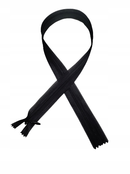 Zamek Suwak Nierozdzielczy Kryty Koronka 40cm Czarny