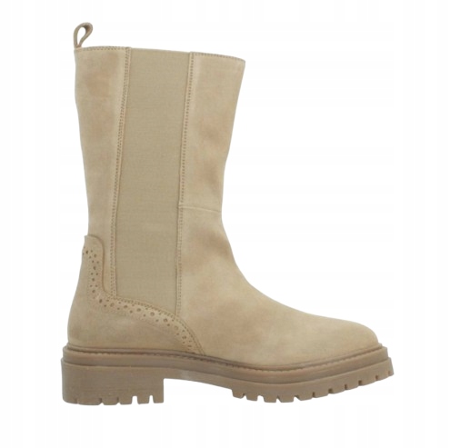 Geox Béžové Kozačky Do Půlky Lýtek S Ažurovými Detaily S Kůží 40 Jžk