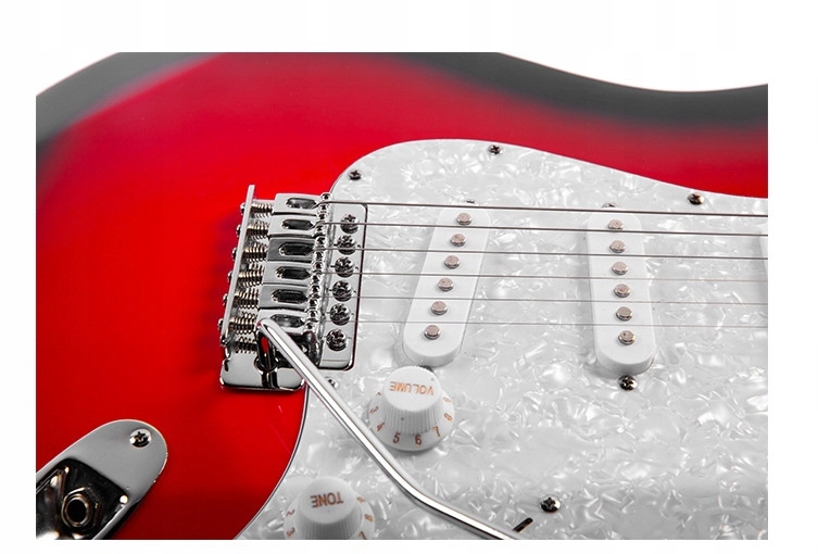 GITARA ELEKTRYCZNA TYPU STRATOCASTER FRONTIER E-10 + WZMACNIACZ CZERWONA Rodzaj Stratocaster