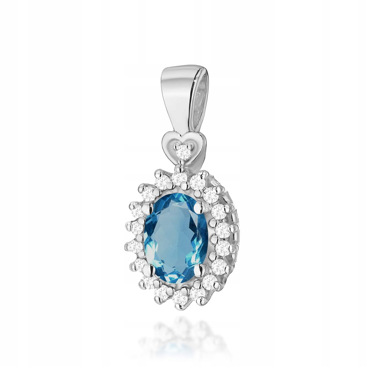 Přívěsek z bílého zlata 585 oválný topaz london 0,9g markýza brilianty