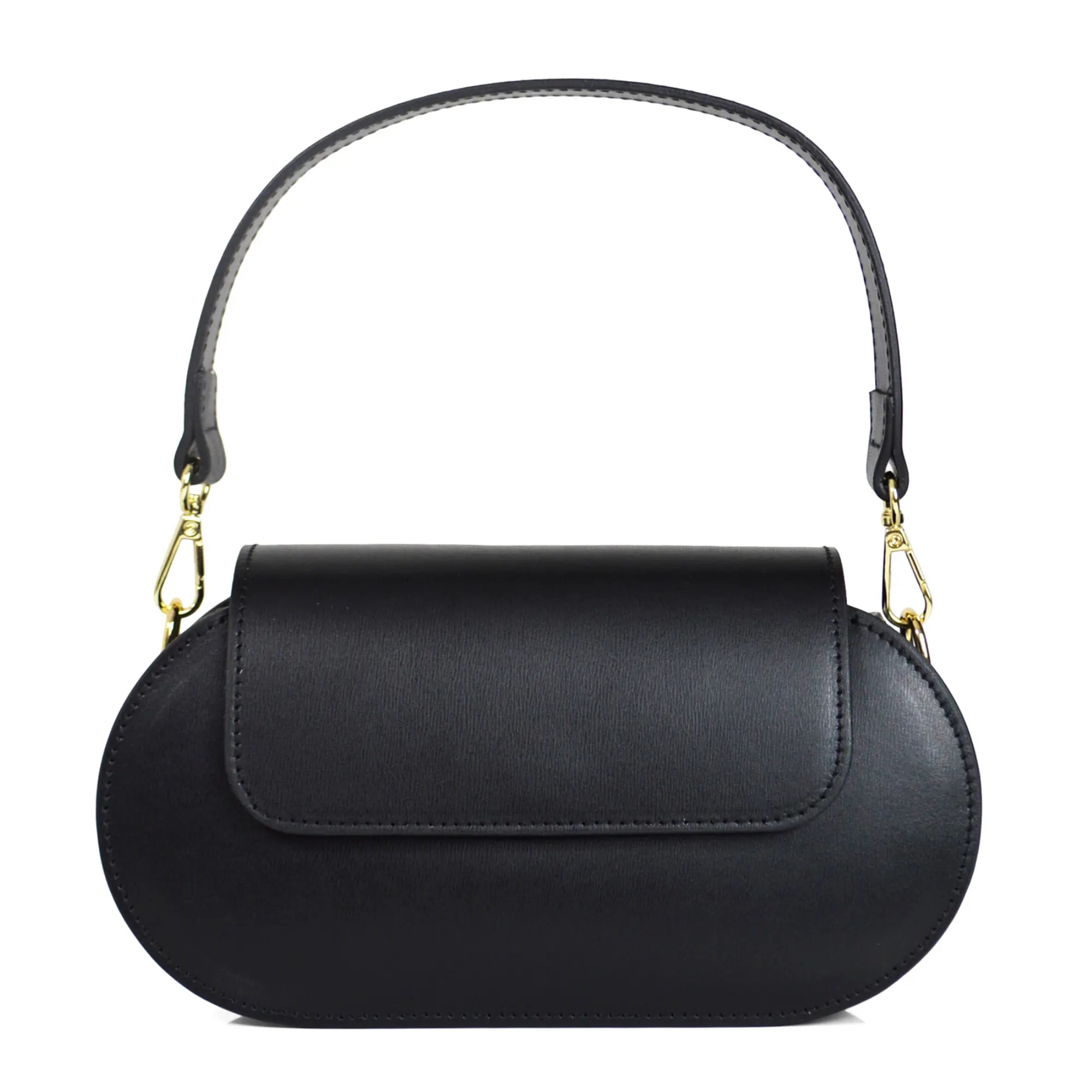 Czarna mała torebka skórzana licowa