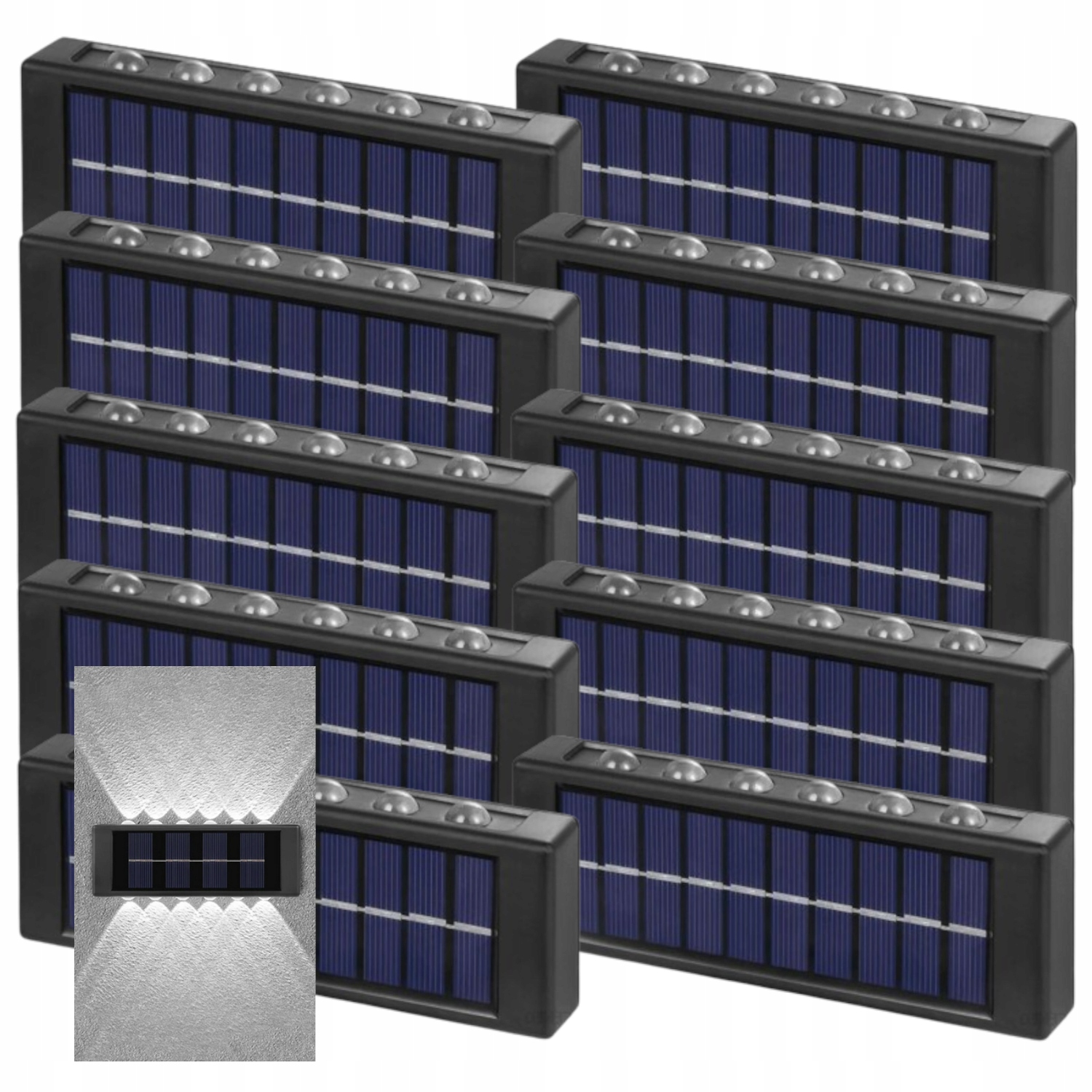 10x Solární Led lampa Venkovní Voděodolná na balkon Terasa Režim Nahoru Dolů