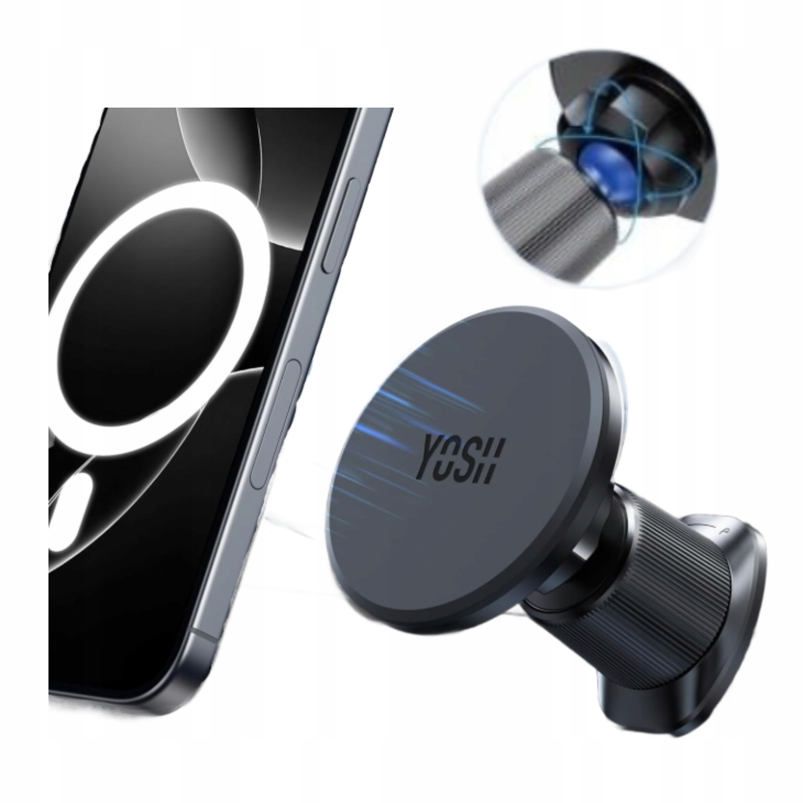 Magnetický držák do auta MagSafe 360 Otočný dvojitý háček pro iPhone