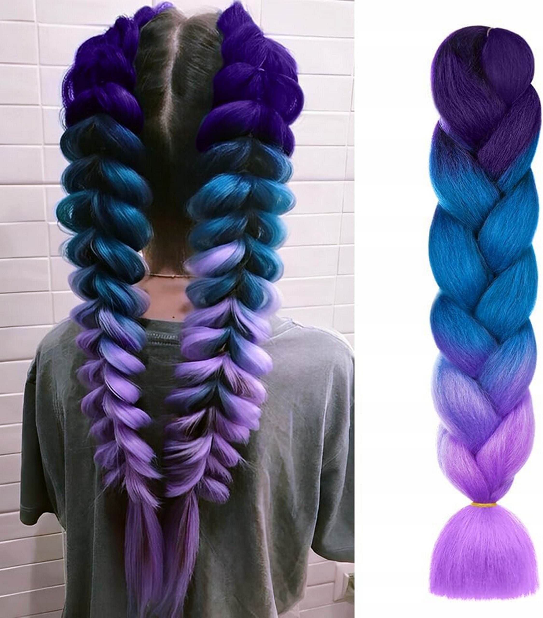 WŁOSY SYNTETYCZNE WARKOCZYKI PASEMKA DOCZEPIANE KOLOROWE OMBRE WARKOCZ Kolor włosów inny