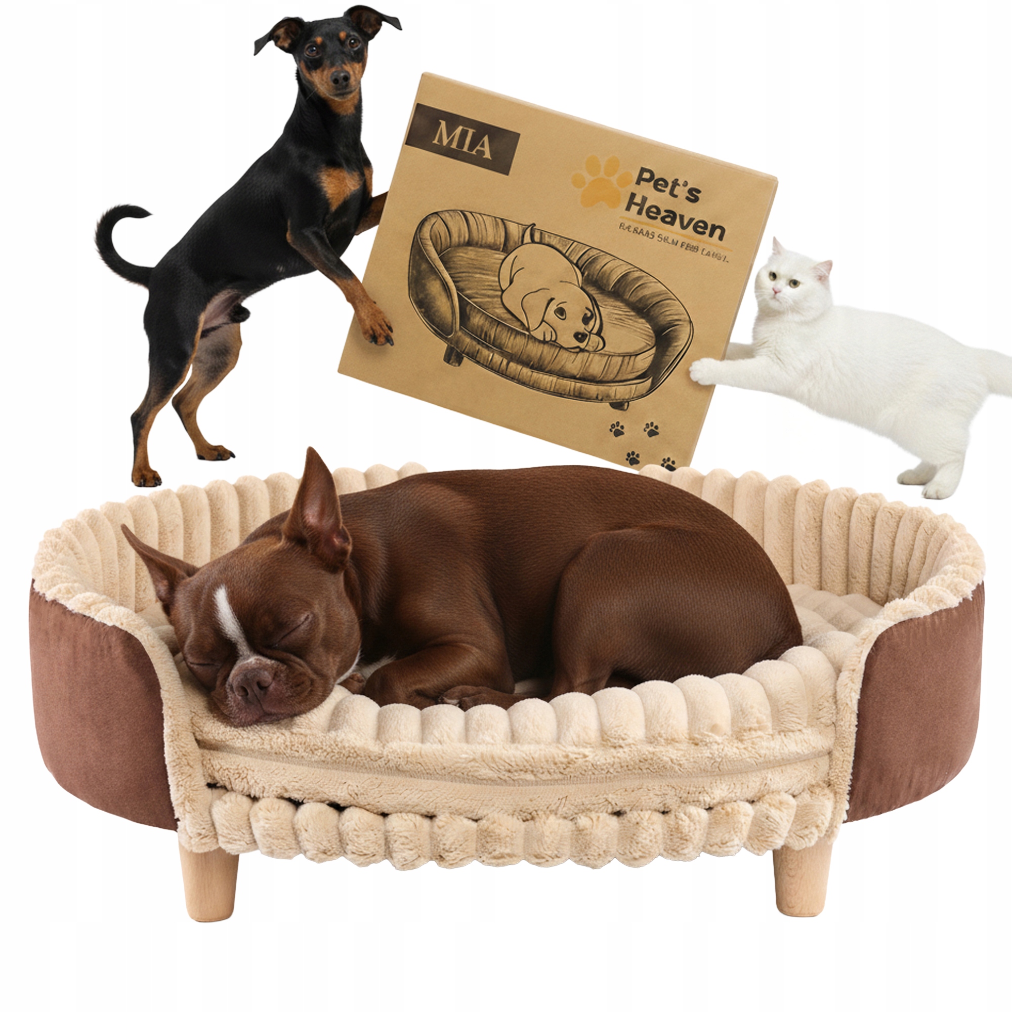 Sofa dla Psa i Kota Sztruks posłanie dla średnich zwierząt kanapa XL 65x55