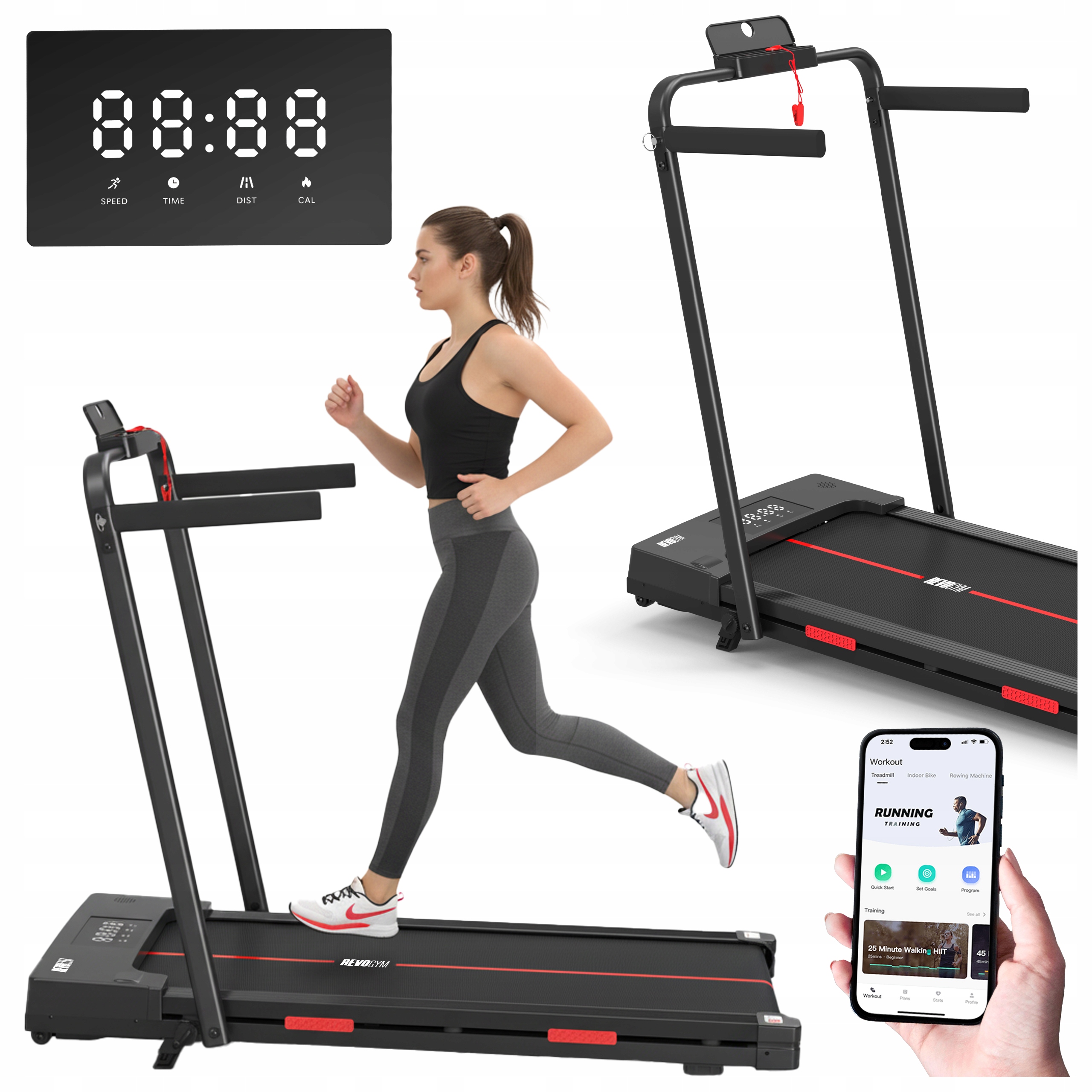 Bieżnia Elektryczna Treningowa Domowa Składana Run 12 Km/h 120 Kg Bluetooth