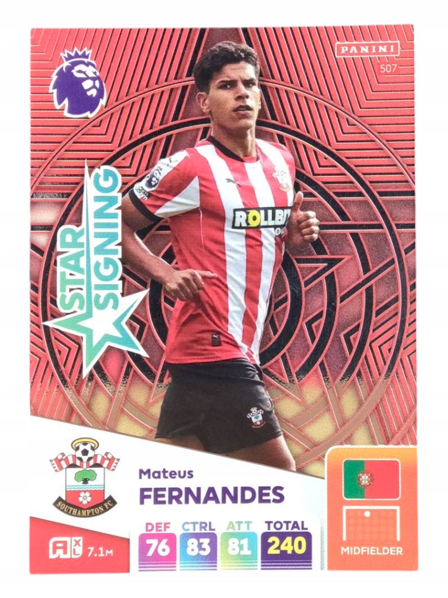 Panini Premier League 2025 Star Signing 507 Mateus Fernandes Southampton