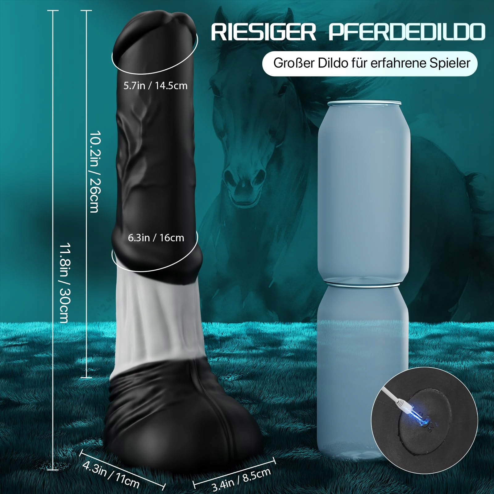 FANTASY Pferd Dildo Analny XXL 30CM Wibrator 7 Funkcji Dla Kobiet Mężczyzn — miniatura 6