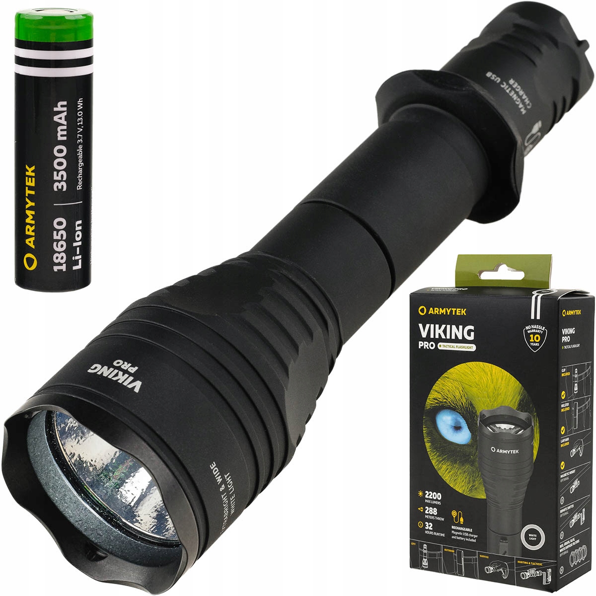 Armytek Viking Pro White Výkonná taktická svítilna Akumulátorová vojenská Led svítilna