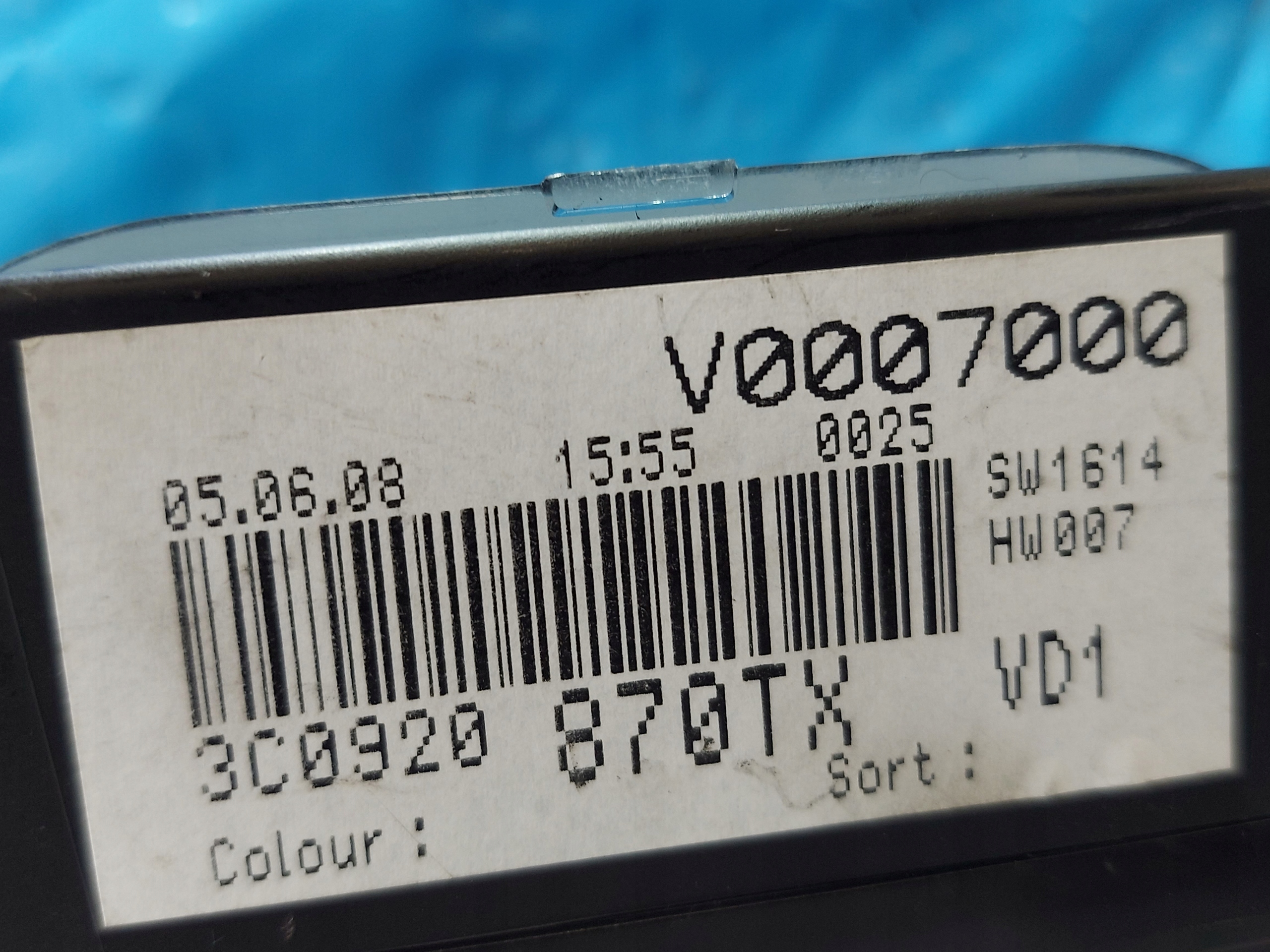 dials clock PASSAT B6 1.6 FSI 3C0920870TX