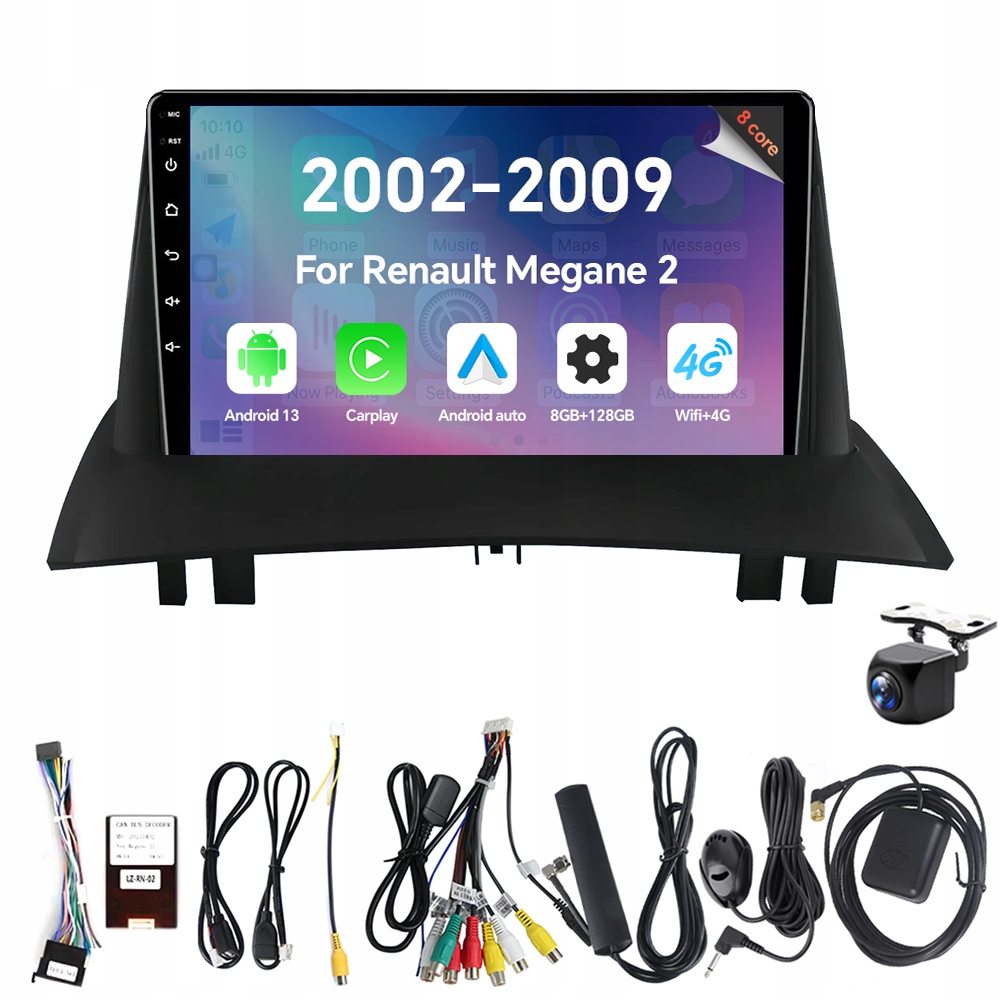 Autorádio Eunavi 2Din s Androidem 13 a 13" pro Renault Megane 2 2002-2009 s Carplay