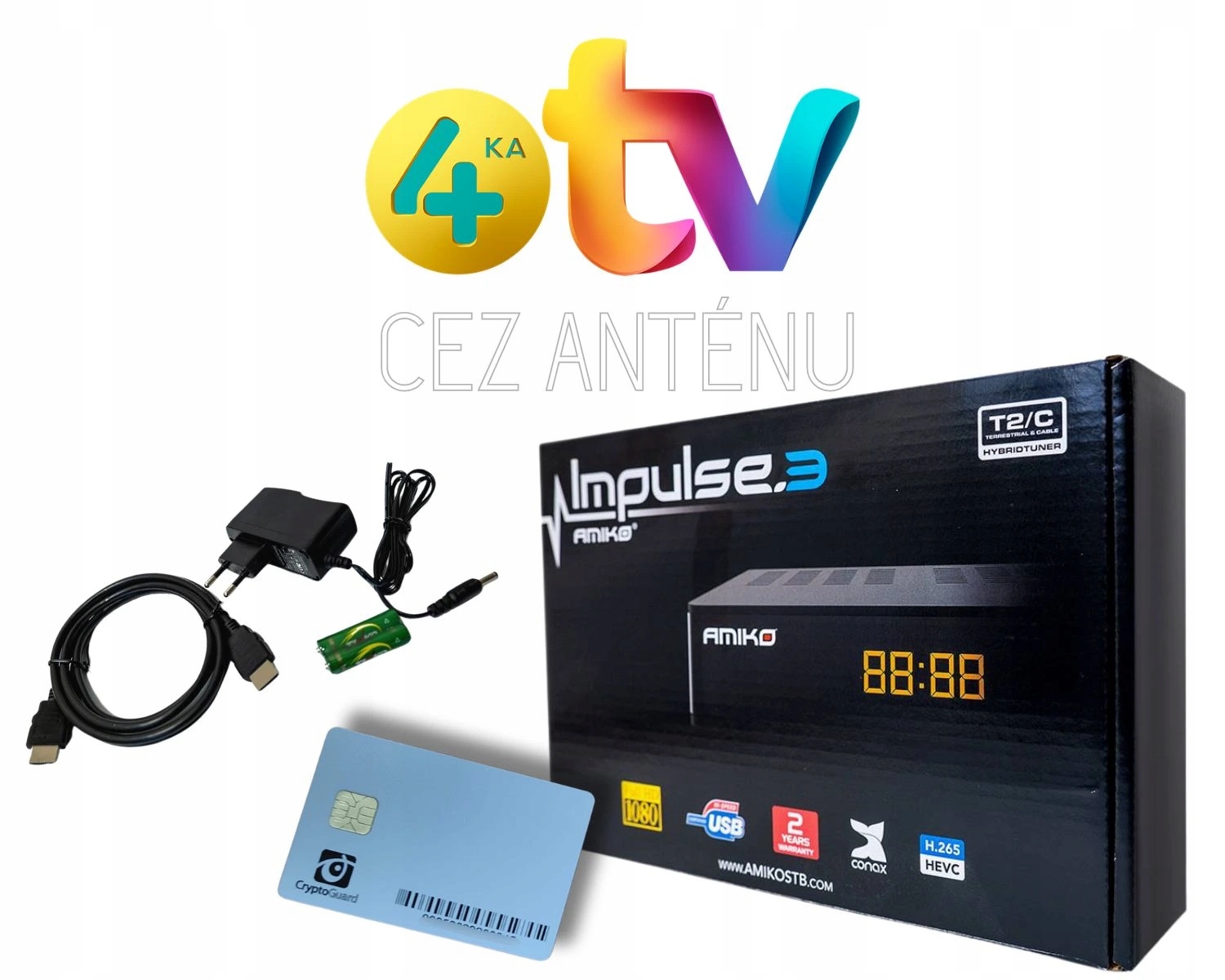 Amiko Impulse 3 DVB-T2/C s kartou 4KA Tv cez anténu