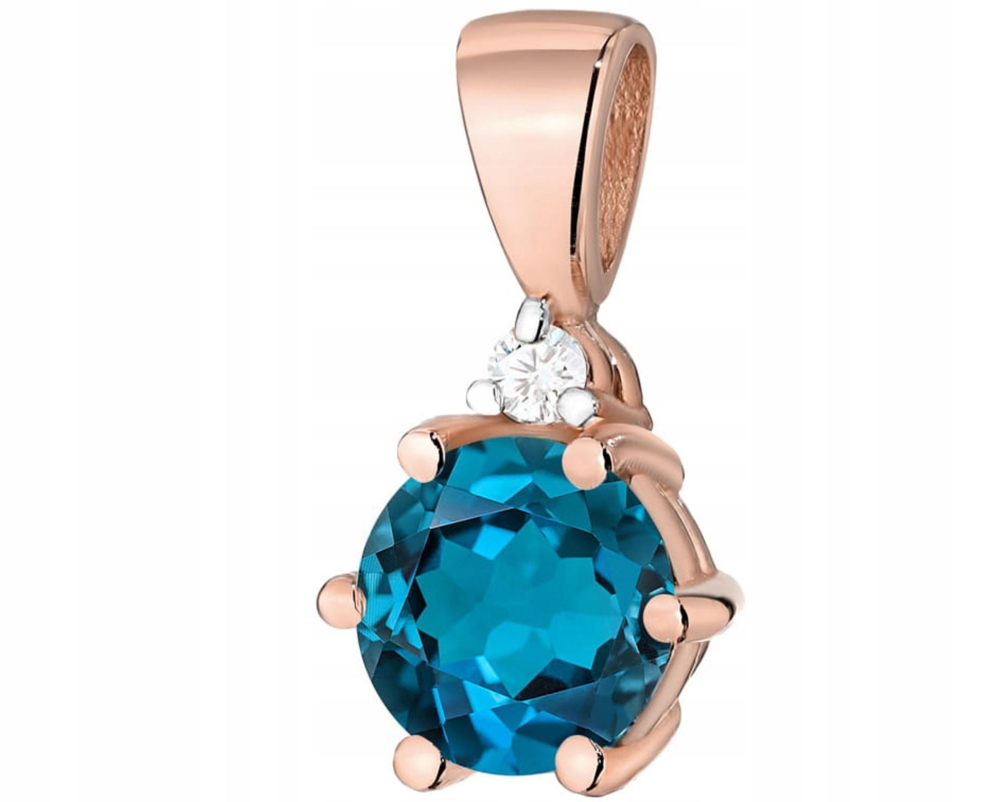 Zlatý Přívěsek Přírodní Kámen Topaz London Blue A Diamant 585 Dárek