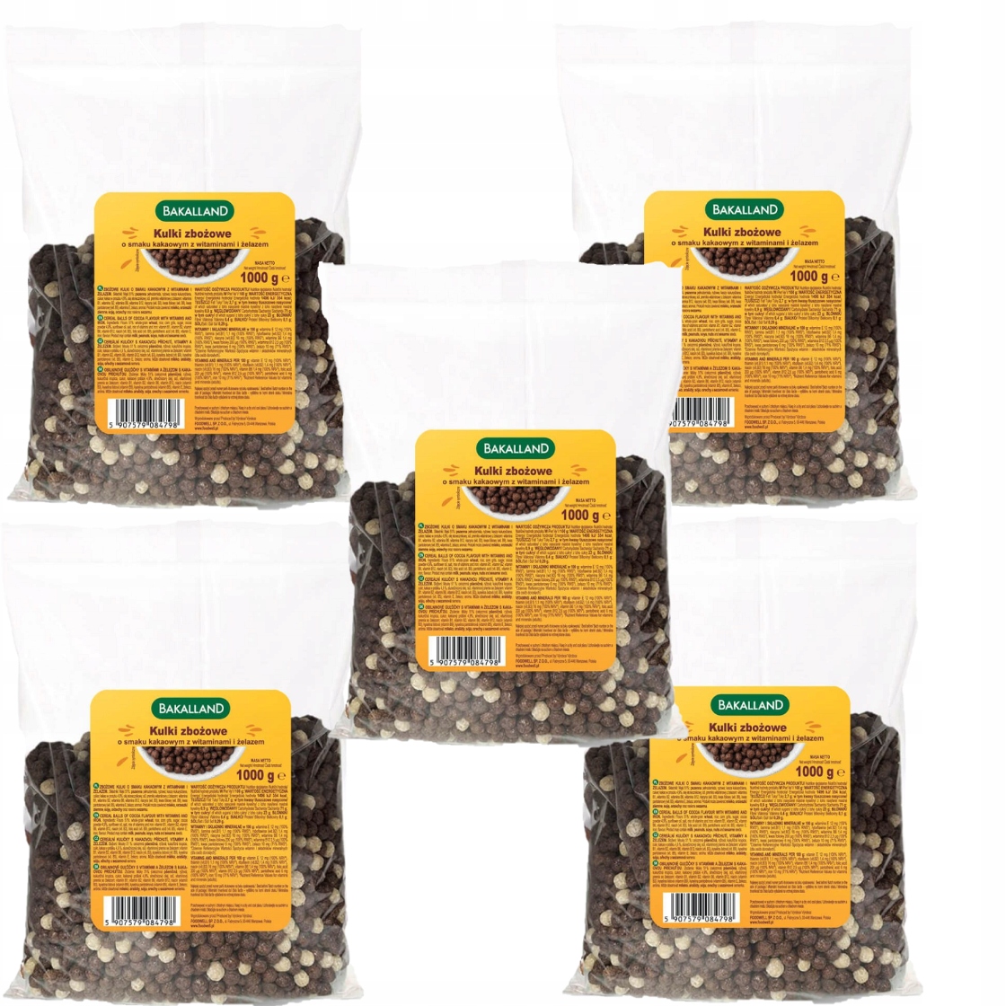 Levně 5 x Bakalland Snídaňové Cereálie Kuličky Duo 1KG