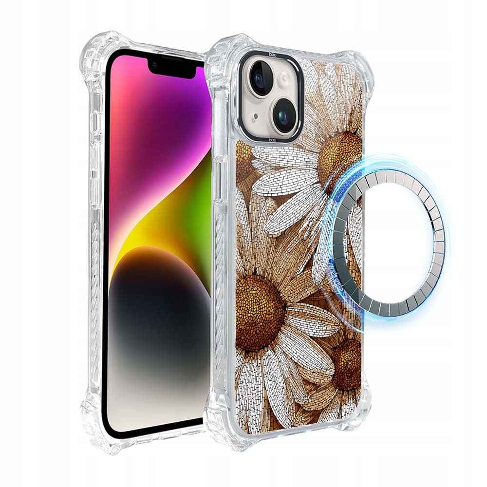 Pouzdro pro iPhone 14 Plus Ibizu DropGuard Ultra s MagSafe, heřmánková mozaika