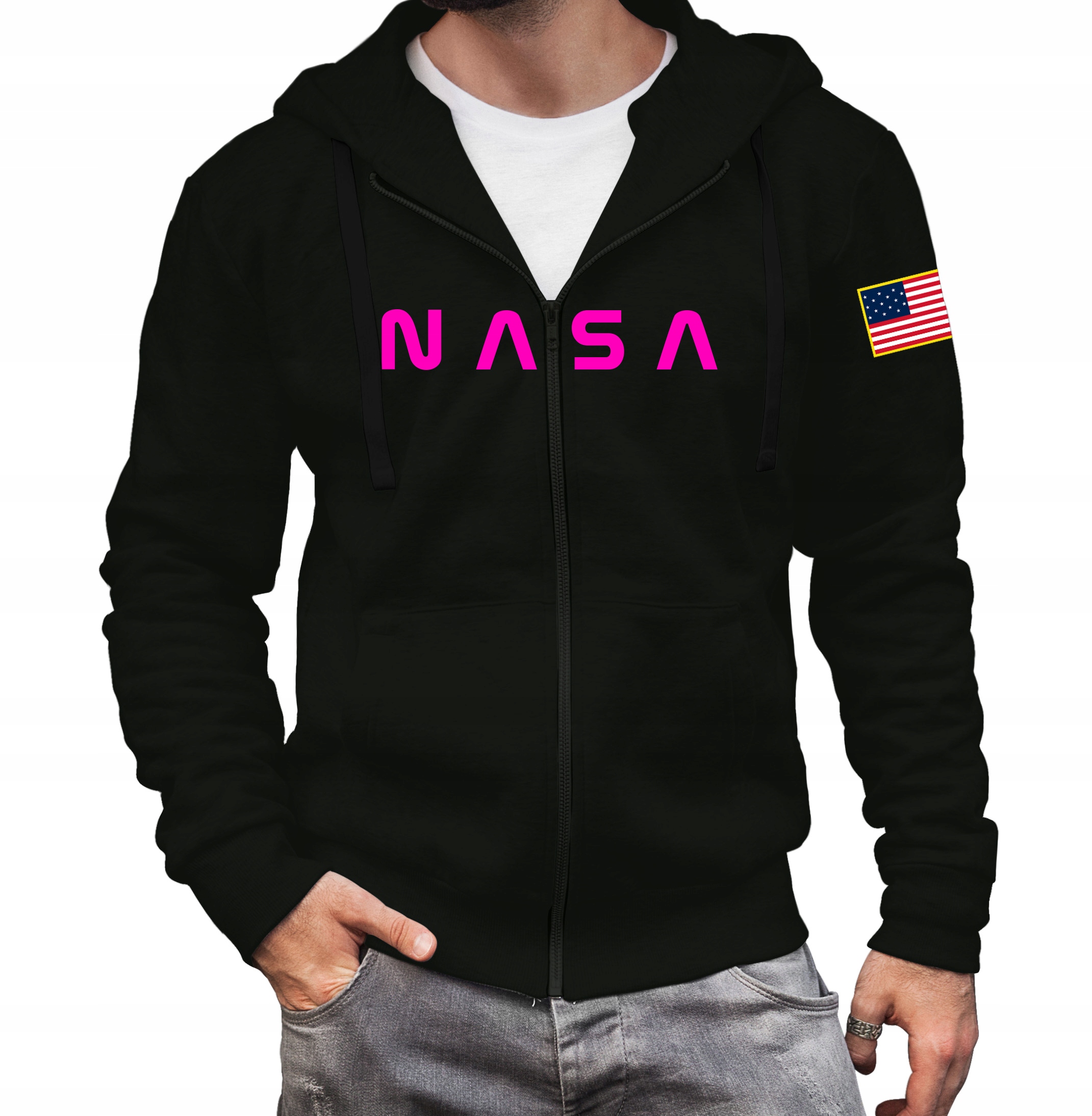 

Bluza Nasa męska z kapturem Rozpinana, Czarna Xs