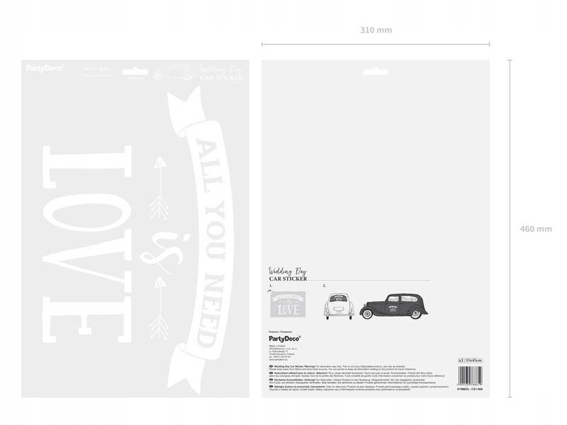 

duża naklejka na auto weselne - Love - 33 x 45 cm