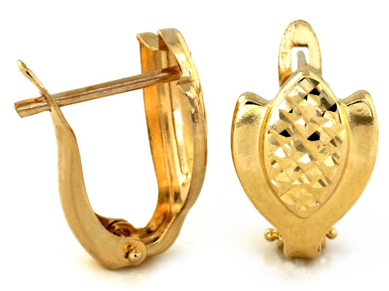 Zlaté náušnice 585 ve tvaru květů tulipán, módní vzor na dárek 14k