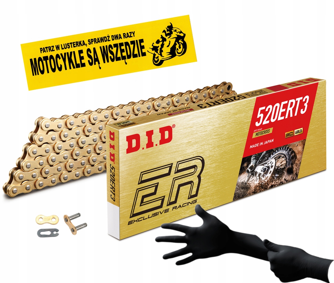 ŁAŃCUCH NAPĘD-OWY DID 520 ERT3 GB 114 OGNIW ZŁOTY MOTOCROSS