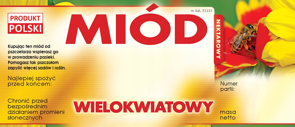 

Etykiety na Miód Wielokwiatowy (100szt) wzór E1221