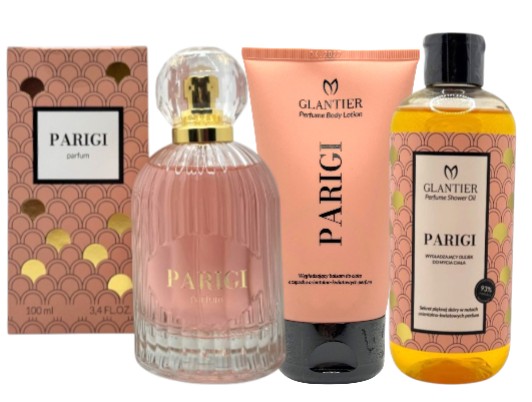 Glantier Parigi set: Parfém 100 ml Mycí olej Balzám
