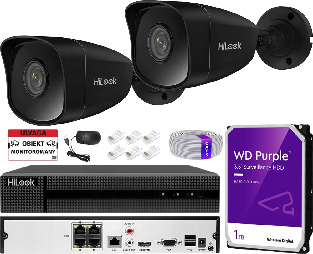 Sada na monitorovanie Ip 2x Kamera 2K+ Ir 30 m Rozšíriteľný rekordér 4CH PoE