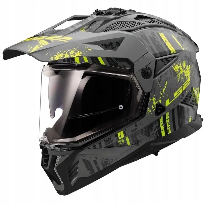 Kask LS2 AK4670223546 XL MX702 Pioneer II Crazy Matt Black H-v Yellow