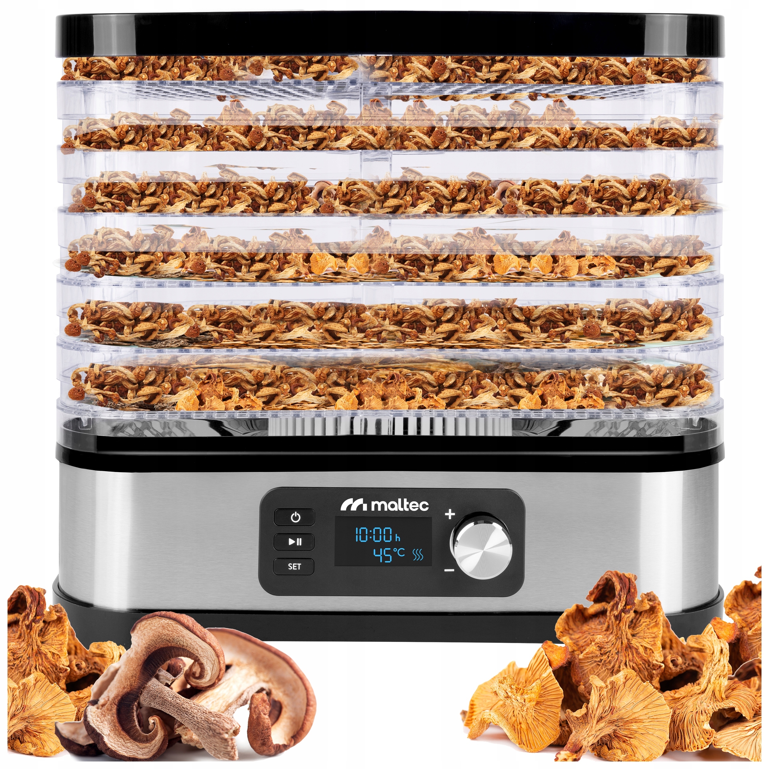 Duża Suszarka Do Grzybów Owoców Warzyw Spożywcza 6 Sit Mocna 450W Zegar