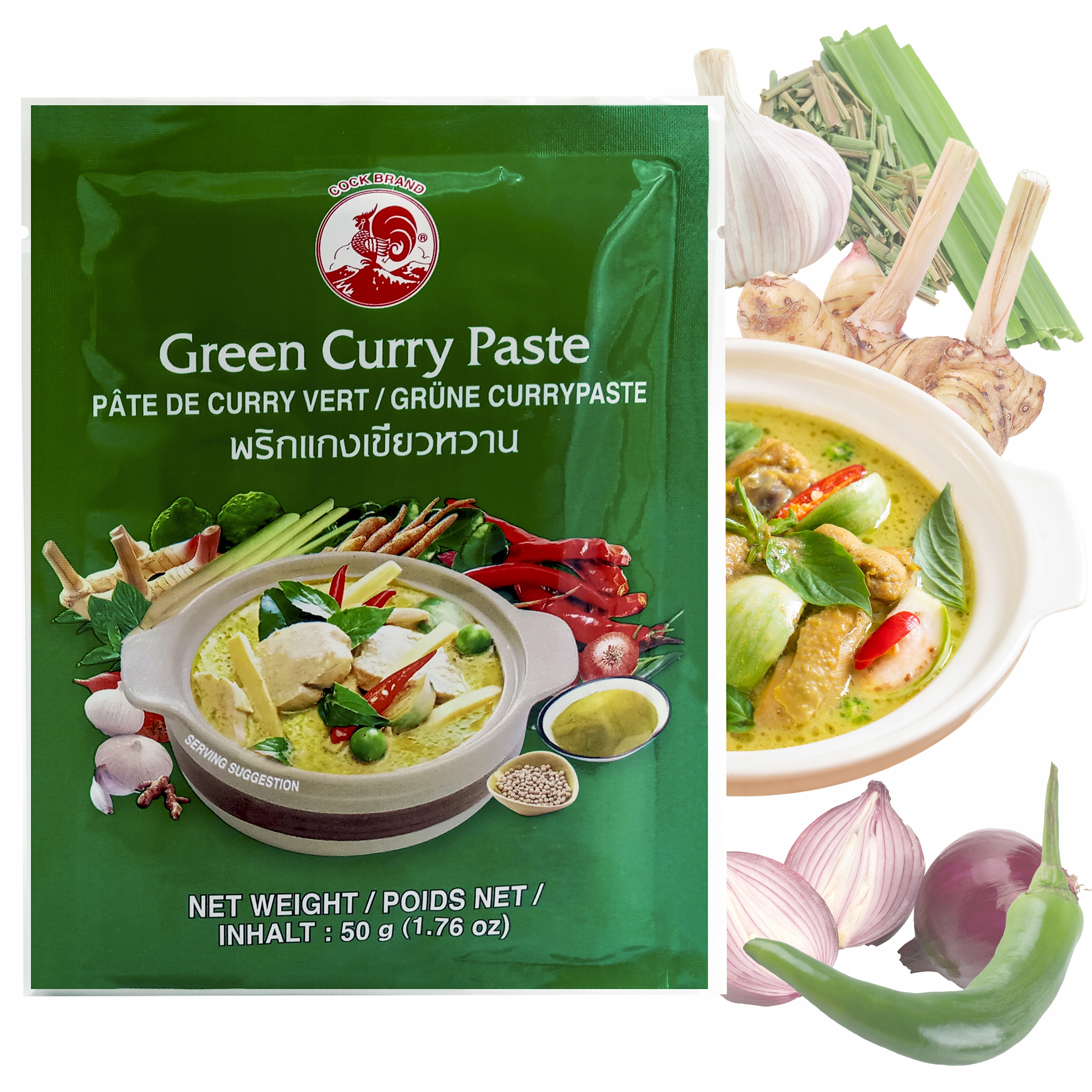 

Pasta Curry Zielona 50g Green Cock Brand Tajlandia
